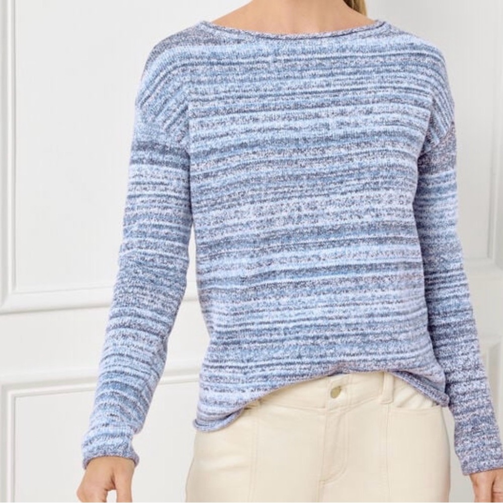 Talbots Heathered Blue Crew Neck Sweater